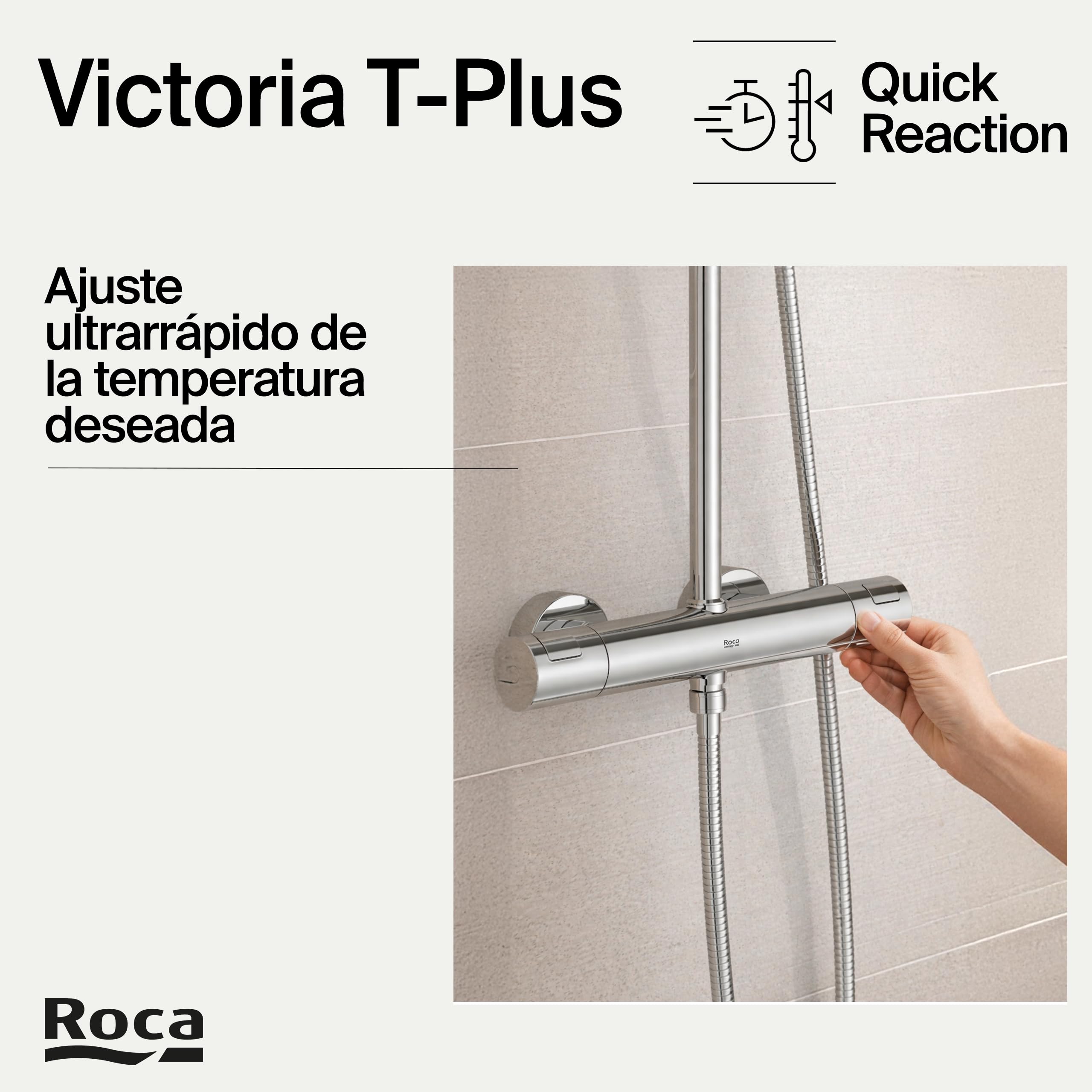Roca,Victoria (col),PLUS - Columna de ducha termostática con altura regulable,,385mm x 73mm x 835mm,A5A2F18C00