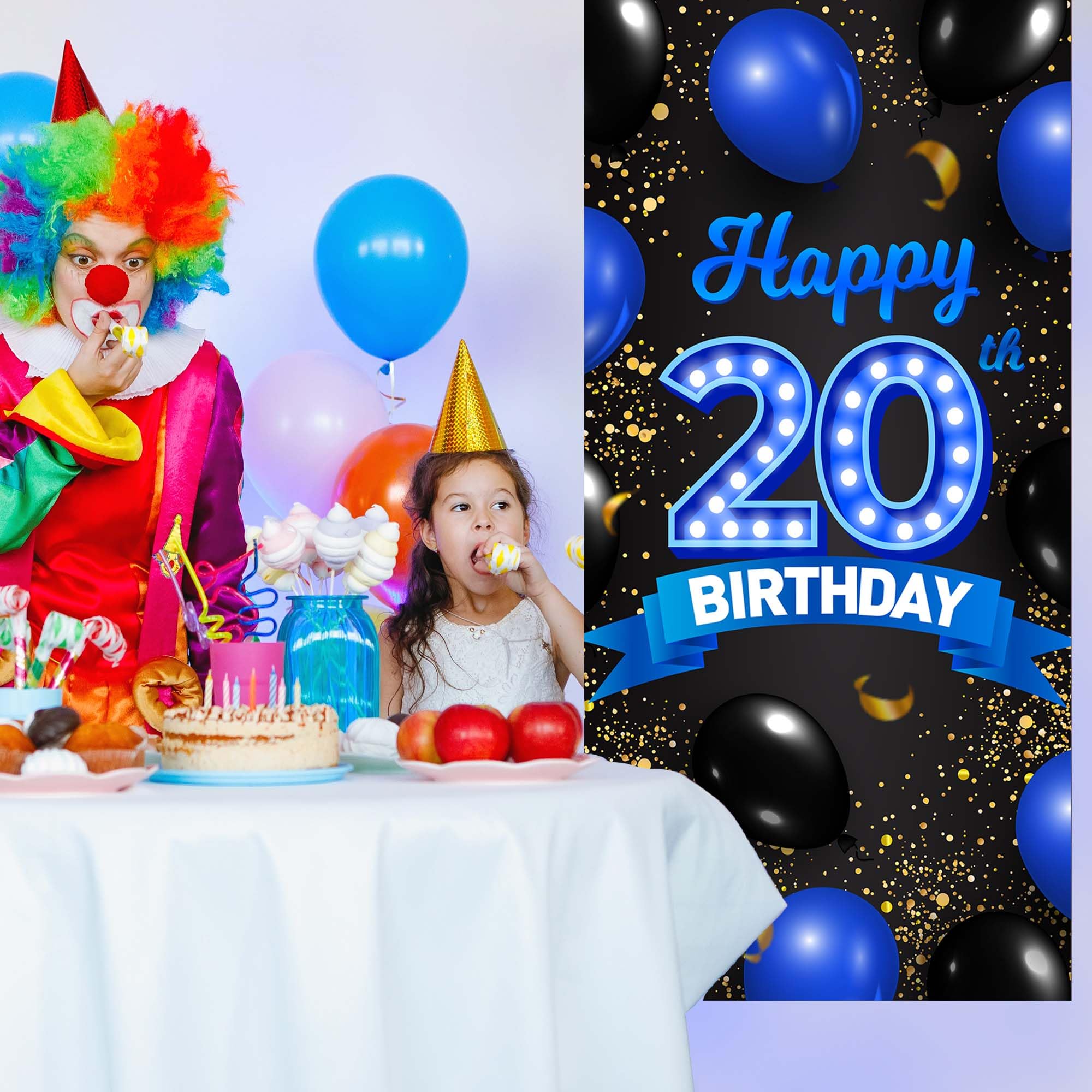Amazon.com : Happy 20th Birthday Blue and Black Banner