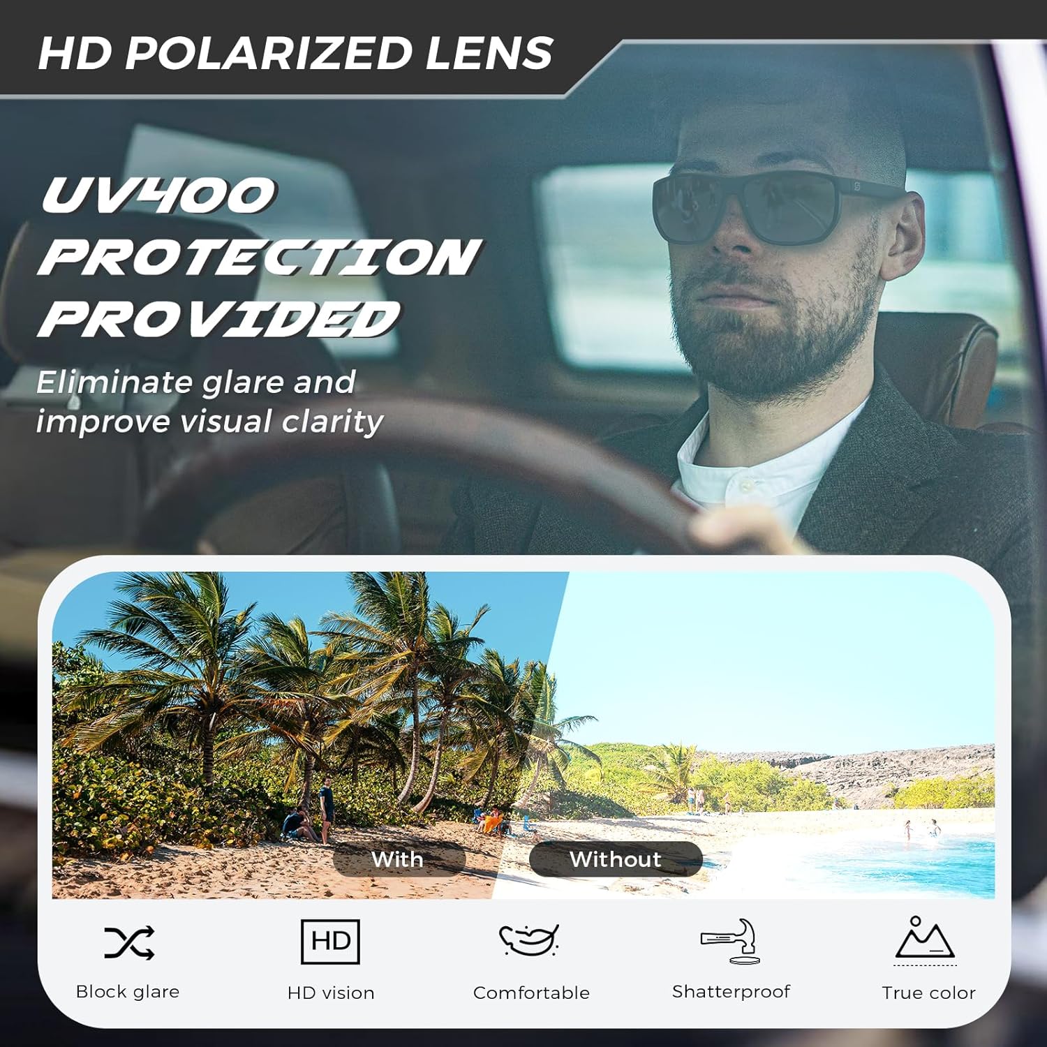 SUNGAIT Ultralight Polygon Sunglasses Men: Classic Square Polarized Sports Shades for Driving Running - Image 3