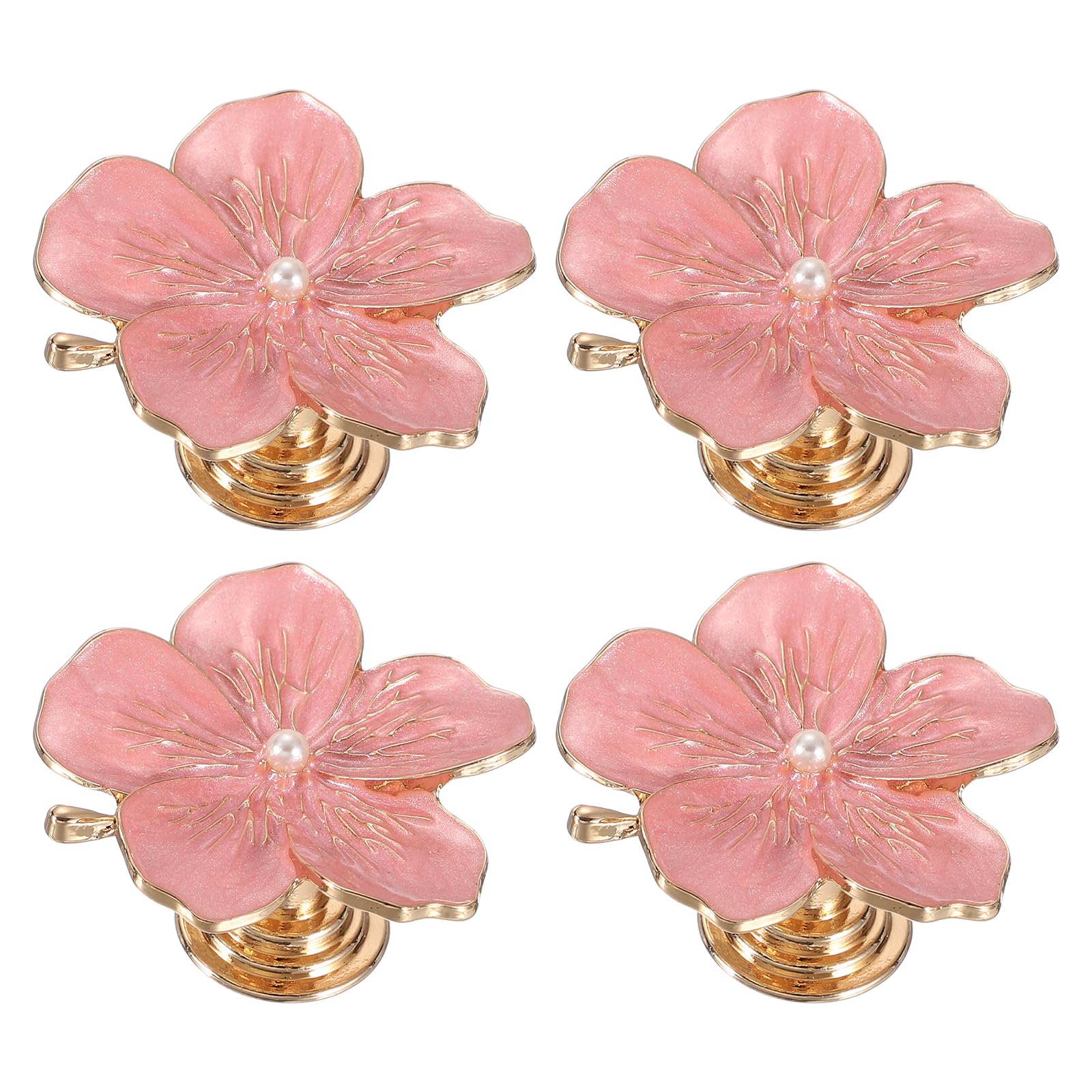 sourcing map 4 Pcs Flower Knobs, Metal Cabinet Drawer Knob Pearl Flower Petal Handles Dresser Knobs for Cupboard Cabinet Closet Door Pulls Decorative Furniture, Pink
