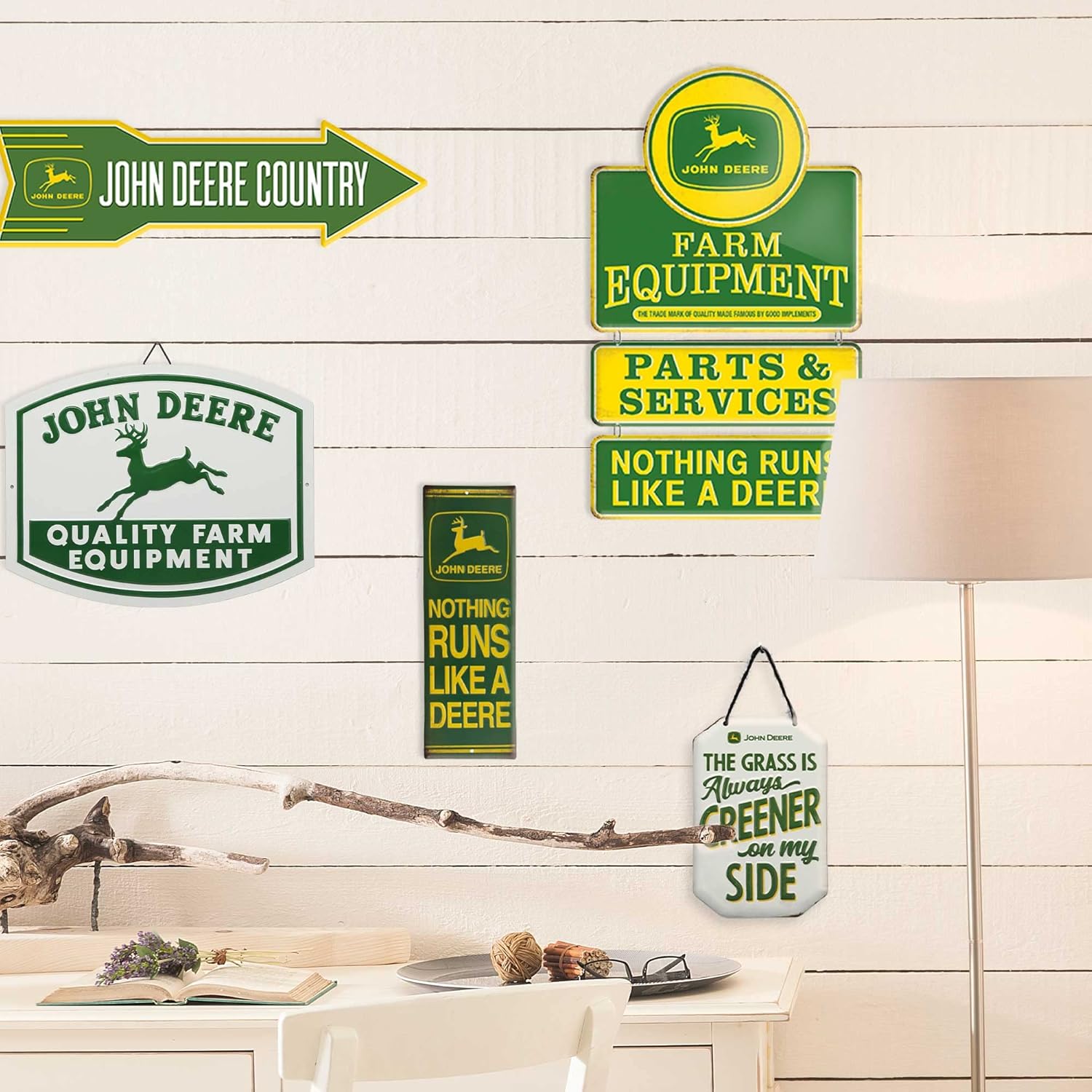John Deere Farm Equipment Linked and Embossed Metal Sign - Vintage John Deere Sign for Garage or Man Cave
