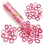 JIRIS 100 pcs No Break Hair Ties fitting Kit, and limited-time Starter Kit | Gentle for any hair type with no slipping or snagging Color mixing(Red)