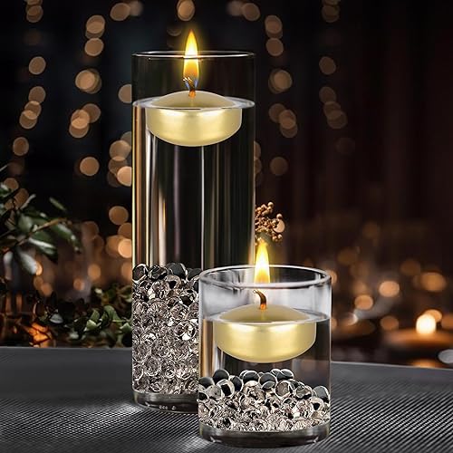 Miniatura 3 de Mega Candles 4 velas flotantes doradas sin perfume, velas de cera vertida a mano de 2 pulgadas de diámetro, decoración del hogar, recepciones de