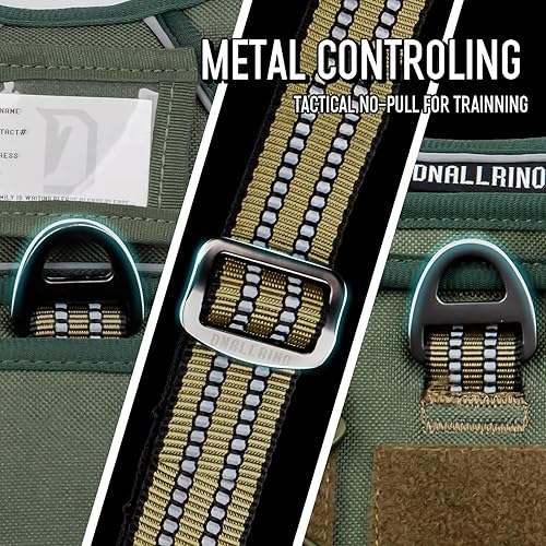 Miniatura 5 de DNALLRINO Arnés táctico para perros medianos y grandes, arnés resistente con tarjeta de identificación, arnés reflectante de senderismo para