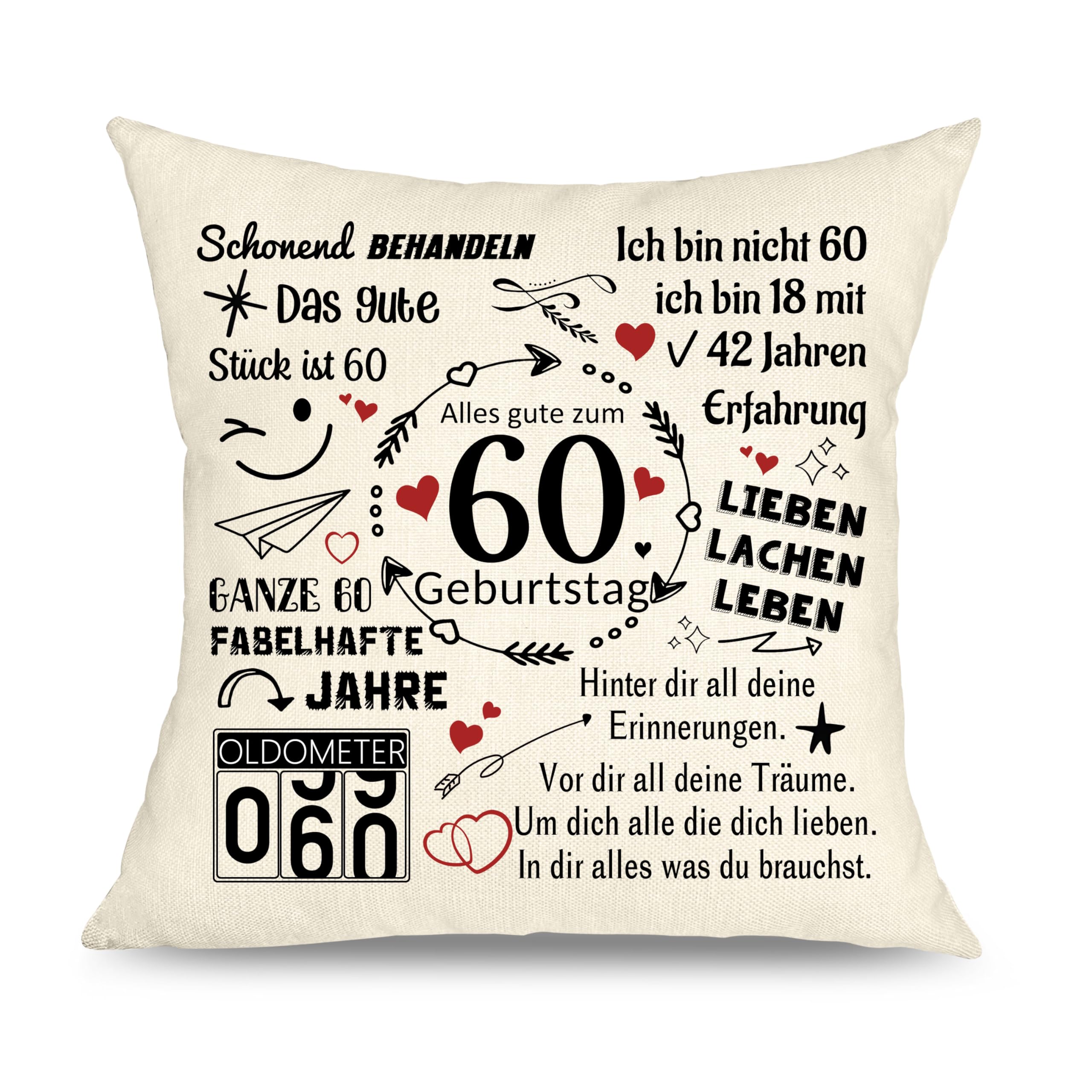 Geschenkideen zum 60. Geburtstag Frauen Zierkissenbezüge Geburtstag Geschenke für 60 Jahre alt Frauen Mann Deko Kissenbezüge 60 Jährige Tante Papa Mama Geburtstag Andenken 1 Stück (60th-45x45cm)