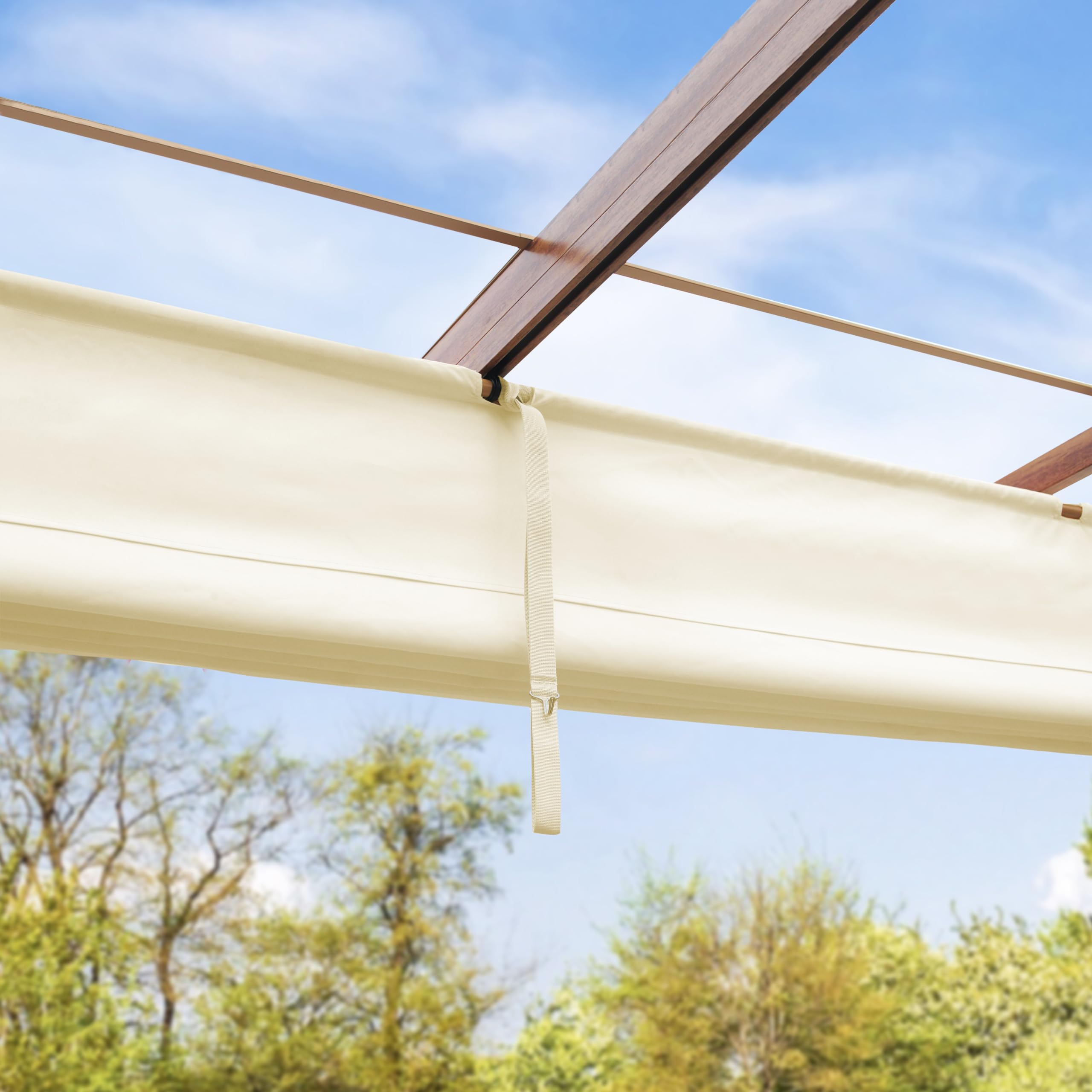 PRIMEYARD Pergola 3x3 m gazebo da giardino con tetto scorrevole struttura in acciaio look legno