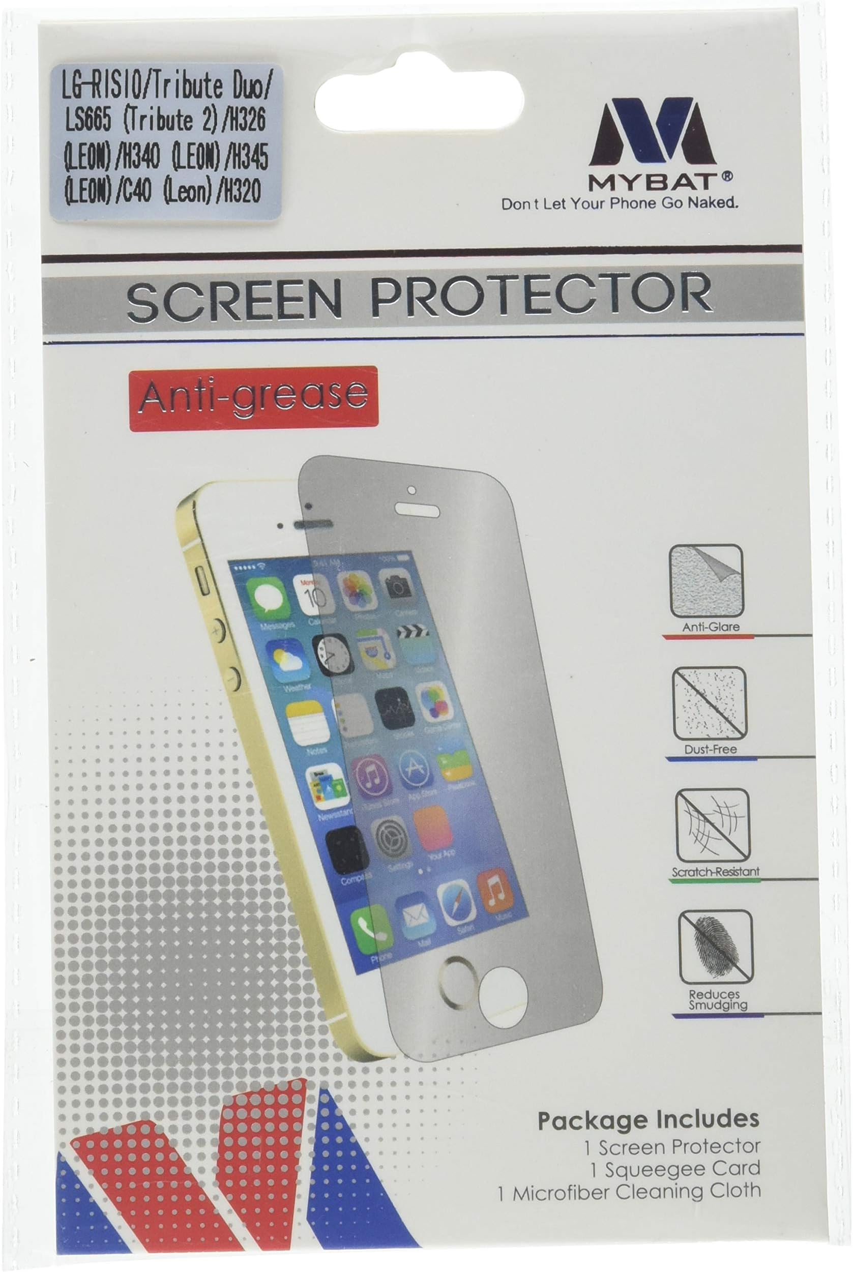 MyBat Anti-Grease LCD Screen Protector for LG C40 Leon/H320 - Retail Packaging - Clear