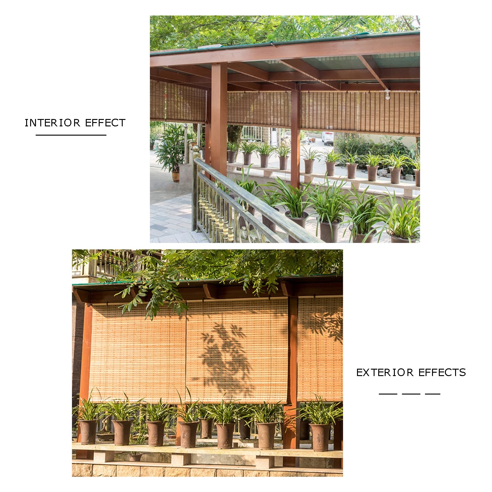 Tende in Bambu da Esterno,Carbonizzazione Naturale Tende A Rullo per Interni, Avvolgibile Bamboo, Oscurante Traspirante Tenda,per Giardino Balcone Porta Finestra,W80xH140cm/W31.49xH55.12in