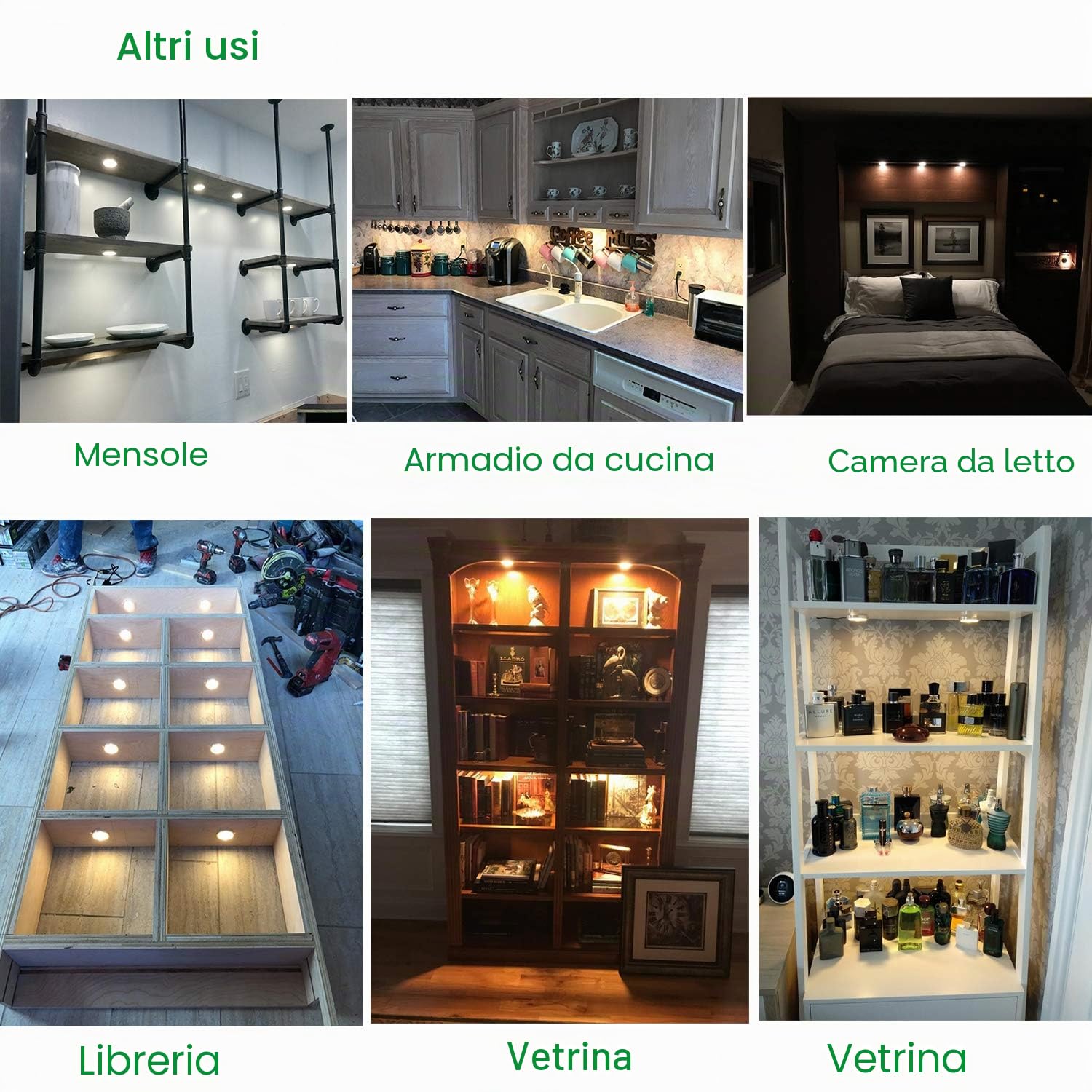 AIBOO LED Luce Sottopensile Cucina Dimmerabile con Telecomando RF Wireless, Illuminazione A LED da Incasso per Armadio, EUR Spina, 8 Luci LED con Display, 12V 16W Under Vetrine(Bianca Freddo 6000K)