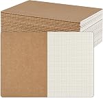 ZCZN A5 Square Grid Notebook 6 Pack, Kraft Jounurals Notebooks 60 Pages(30 Sheets), 8.15 * 5.5 Inches Notebooks Bulk, Diary, Subject, Memo Notebooks for Work, School, Office