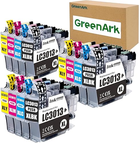 GREENARK Cartucho de tinta de repuesto compatible para impresora Brother LC3013 LC-3013 XL de alto rendimiento para impresora Brother MFC-J491DW,
