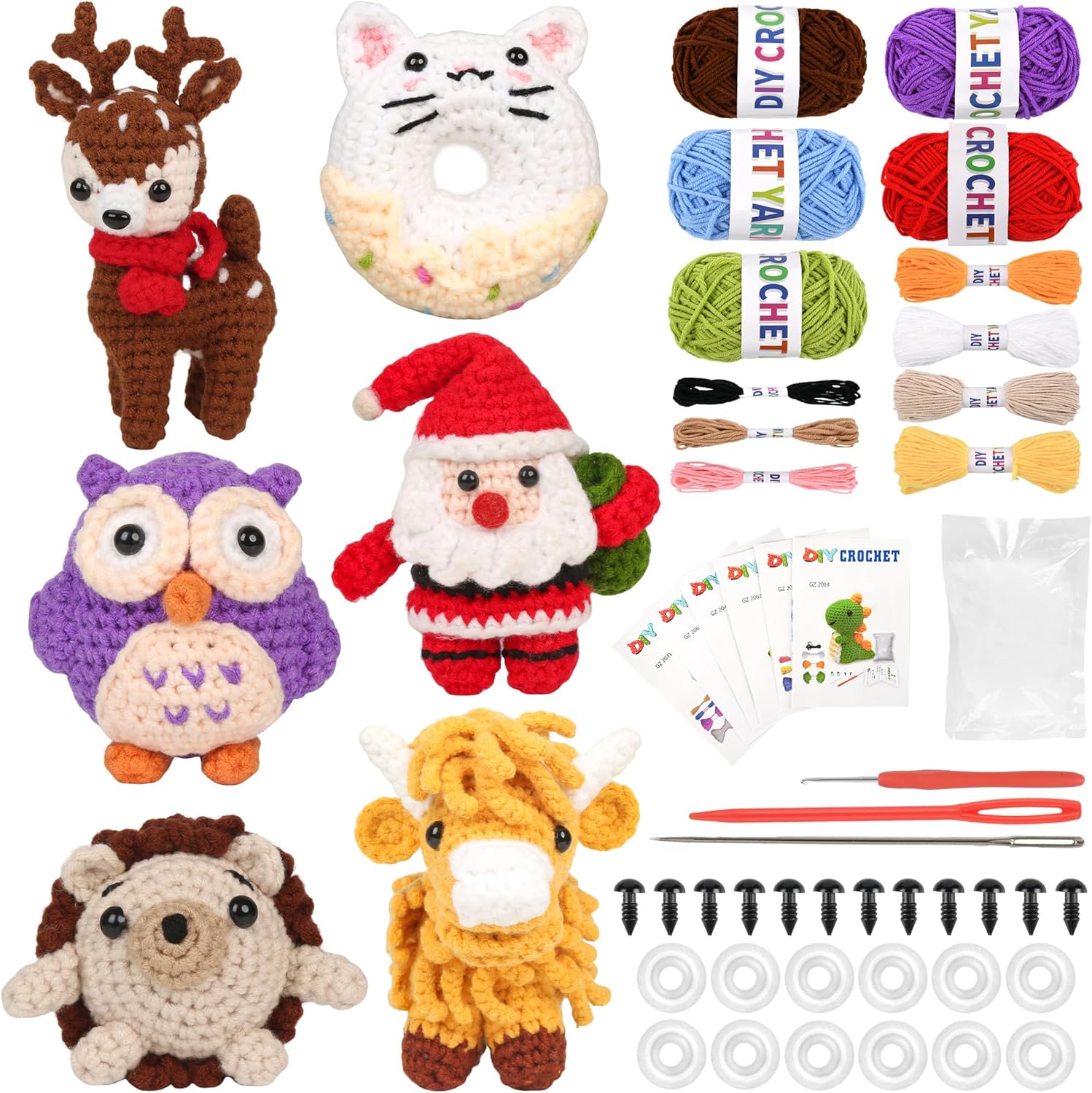 SYhuqal 6Pcs Crochet Kit for Beginners, 2026 DIY Craft for Adults and Kids, Great Gift for Crochet Lovers, Crochet Animal Kits with Step by Step