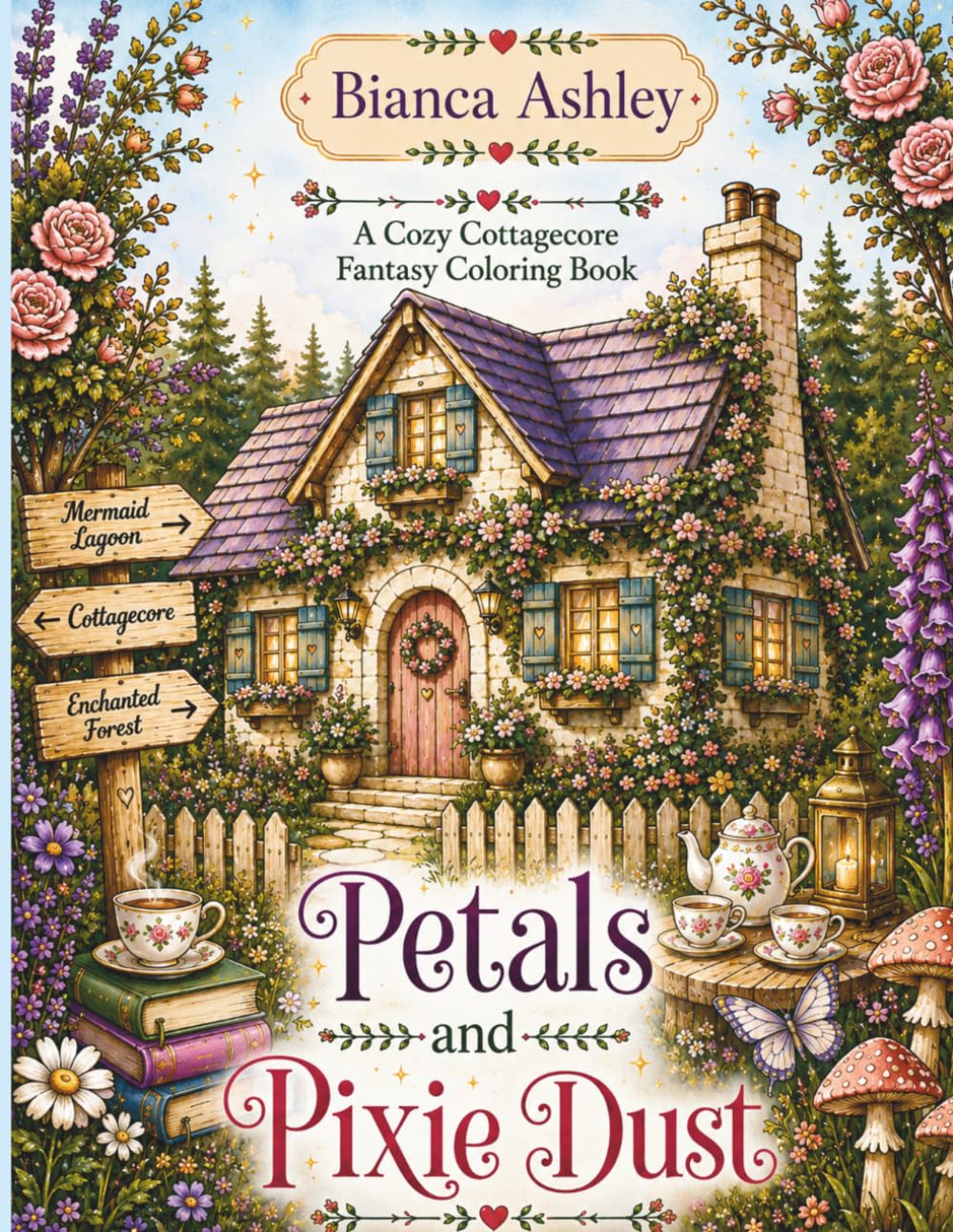 Petals and Pixie Dust: A Cozy Cottagecore Fantasy Adult Coloring Book