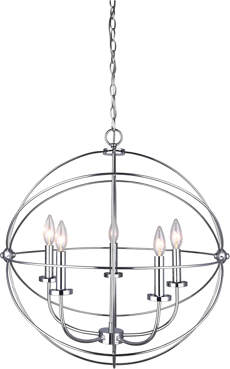 Free Shipping Offer CANARM ICH282B05CH25 Sumerside 5 Light Chandelier, 25.2 x 25.2 x 11.81, Chrome