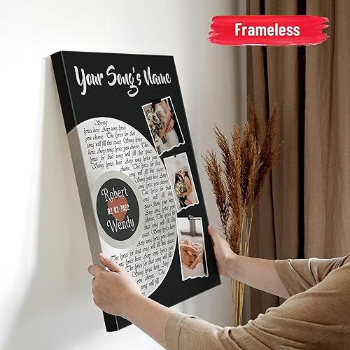 Vista 130 de H-DEWALL Letras de canciones personalizadas, lienzo enmarcado en marrón, música romántica del día de San Valentín, regalo personalizado para marido