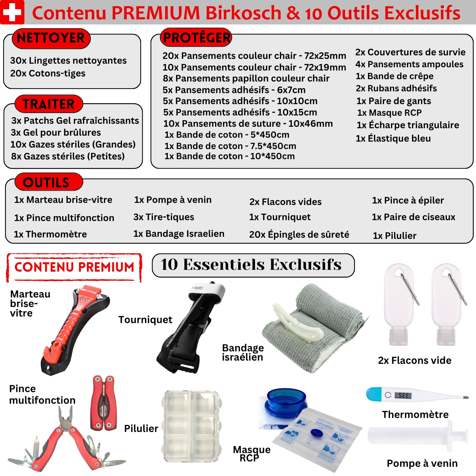 Trousse de Secours Ultra Complète - Kit de Premiers Soins 150 pièces - Pharmacie de Voyage - Urgences Maison Bureau Camping Voiture Bateau