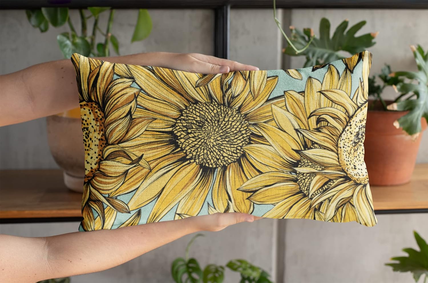 Sunflower Design Cushion, Flower Design Throw Pillow Butt Cushion, Seating Cushion, Cute Room Décor & Pillow for Bedroom Sofa Chair (Multiple (24x24)