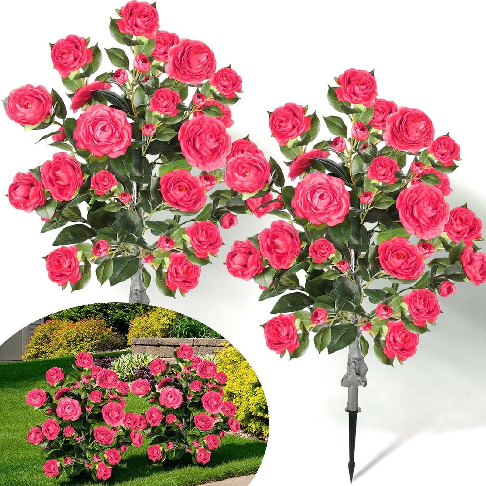 View 1 of ***MISSING PARTS***Lunmon Artificial Camellia Tree - 3 Ft, Rose Pink (2 Pack)