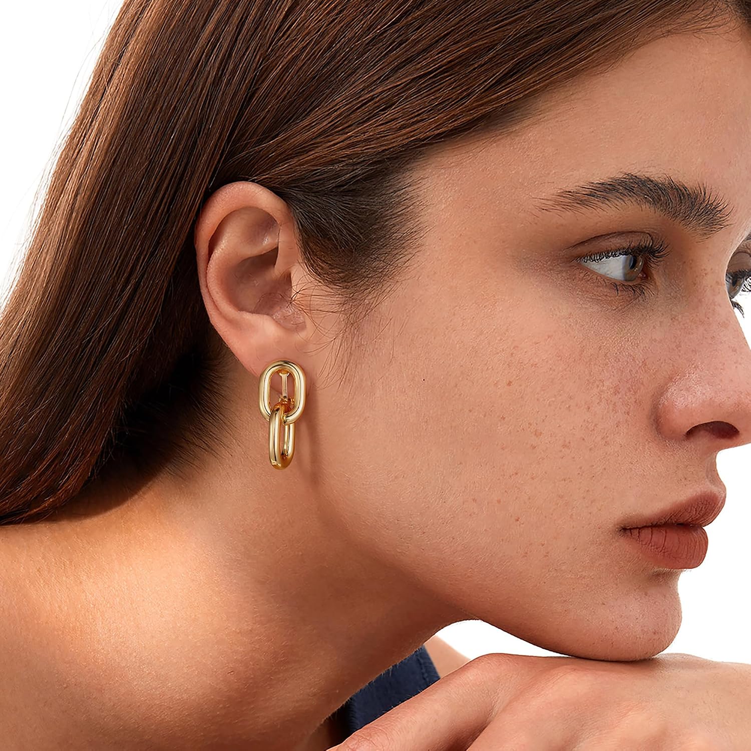 Awinesn Paperclip Chain Clip on Earrings for Women Hypoallergenic Gold Paperclips Link Clip Earrings for Women 14K Gold/Silver Plated Knot Earring for Women Fashion Statement Jewelry Gifts