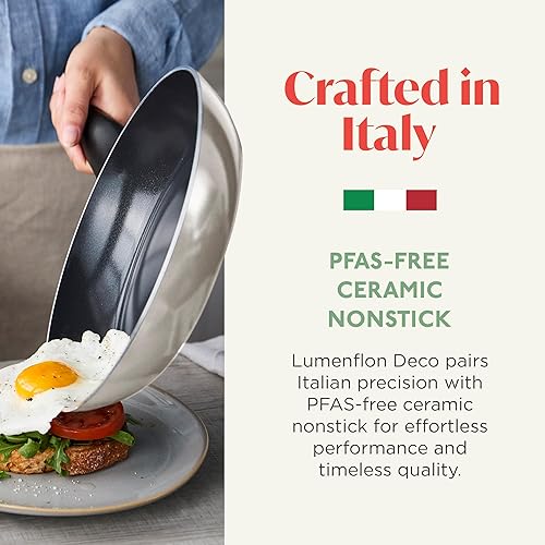 Miniatura 2 de Deco - Sartén antiadherente de 8 pulgadas, fabricada en Italia, cerámica de diamante, sin PFAS, apta para lavavajillas y utensilios de metal,
