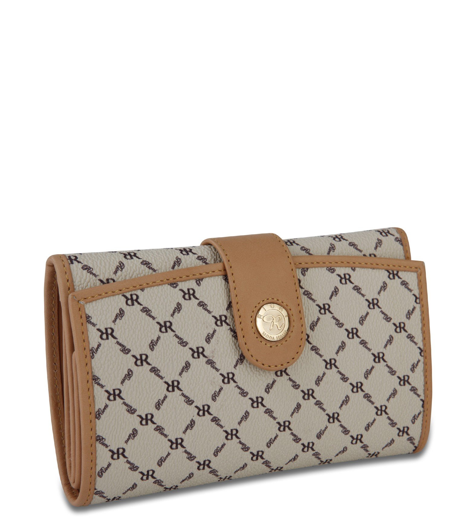 Rioni Signature Natural Multi-fold Button Wallet