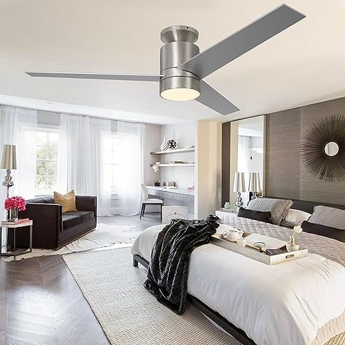 Miniatura 6 de Ventiladores de techo de 52 pulgadas con luces de montaje empotrado, ventiladores de techo de perfil bajo con luces y control remoto, 3 cuchillas, 6