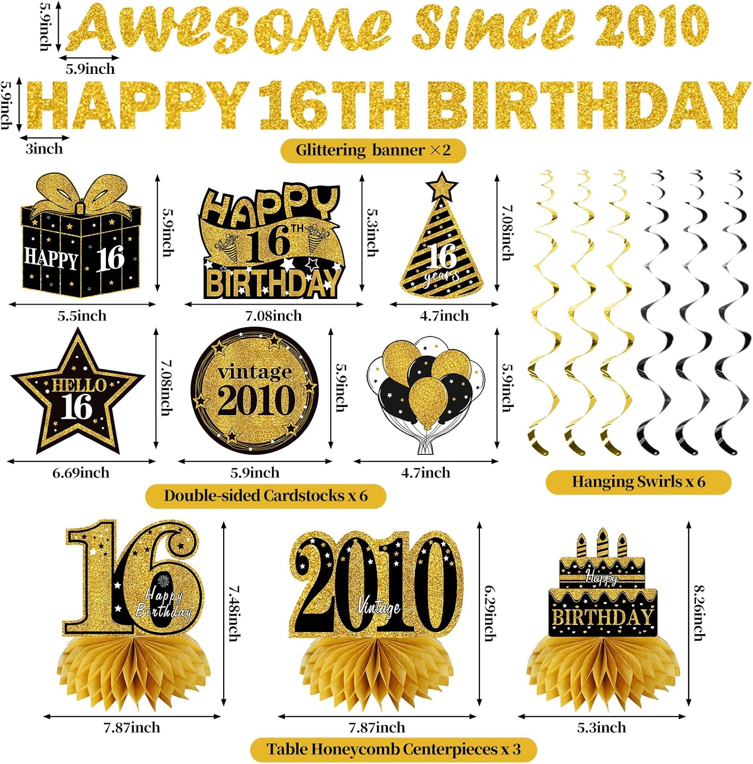 Kuxriox 16th Birthday Decorations for Boys, Happy 16th Birthday Banner image 2