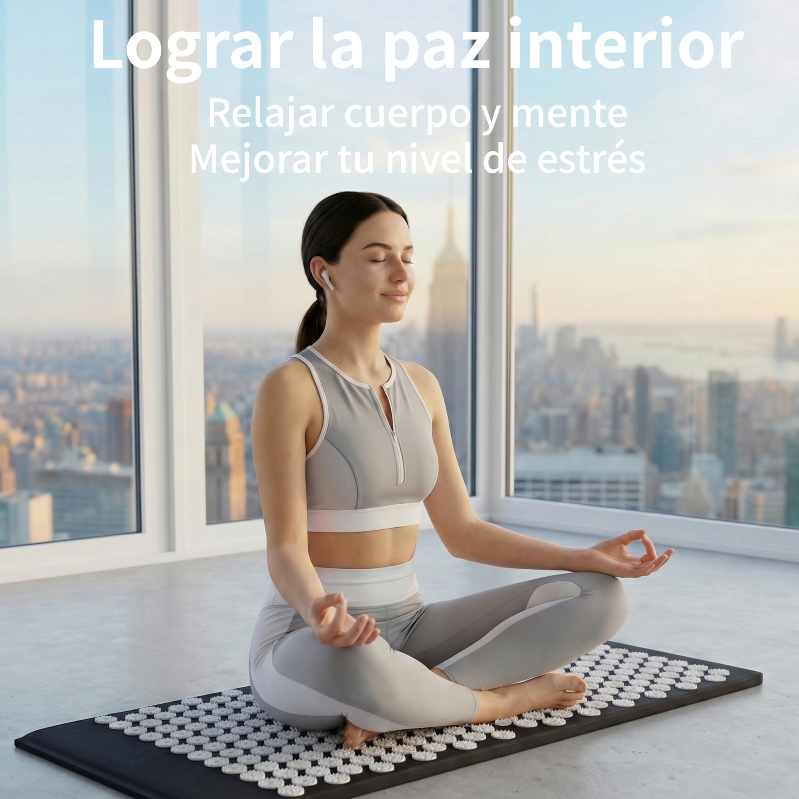Set de Acupresión - Esterilla,Eco - Con Cojín,Bolas de Masaje y Bolsa - Almohada,Tapete de Masaje con Puntas para Alivio del Dolor,Relajación y masaje en la espalda,la cervical,los piernas (Negro)