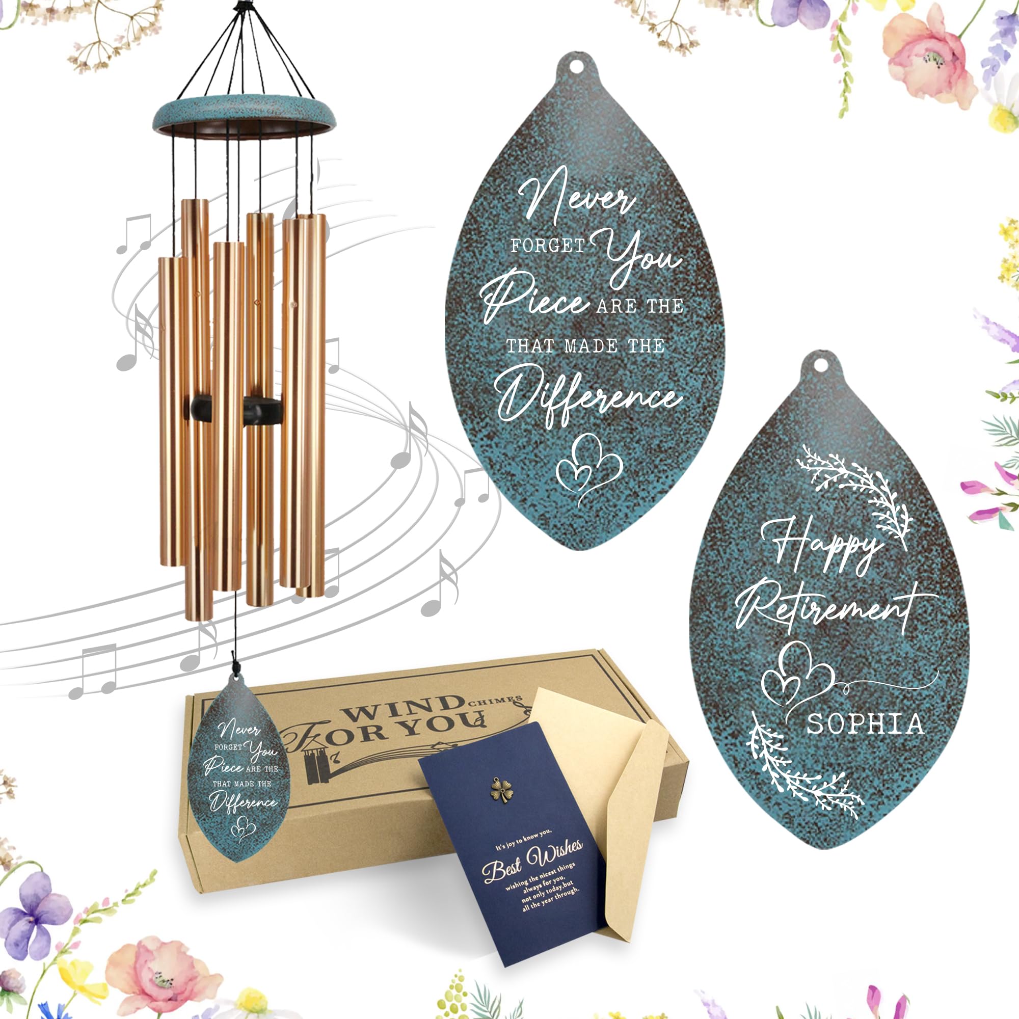 ASTARIN Personalized Happy Retirement Gift 2026, Retirement Wind Chimes for Women Men, 35" Large Deep Tone Wind Chime Retire Gifts for Teacher Co-Workers Boss Husband Friends Parents