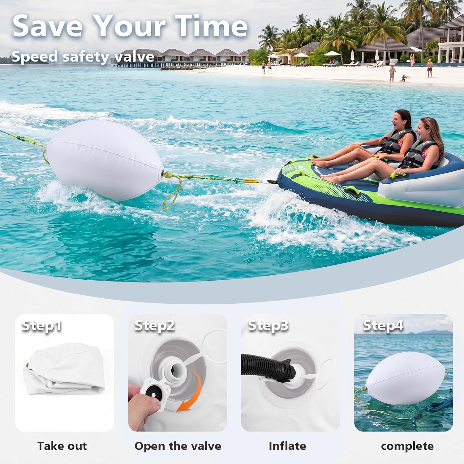 Soulchen Replacement Inner Tube for Towable Tube Booster Ball, Fits 26-40in | Adjustable Air Volume, Safety Speed Valve, Easy Inflate Deflate, Oval Tube Design, Flexible Capacity, Water Sports Use