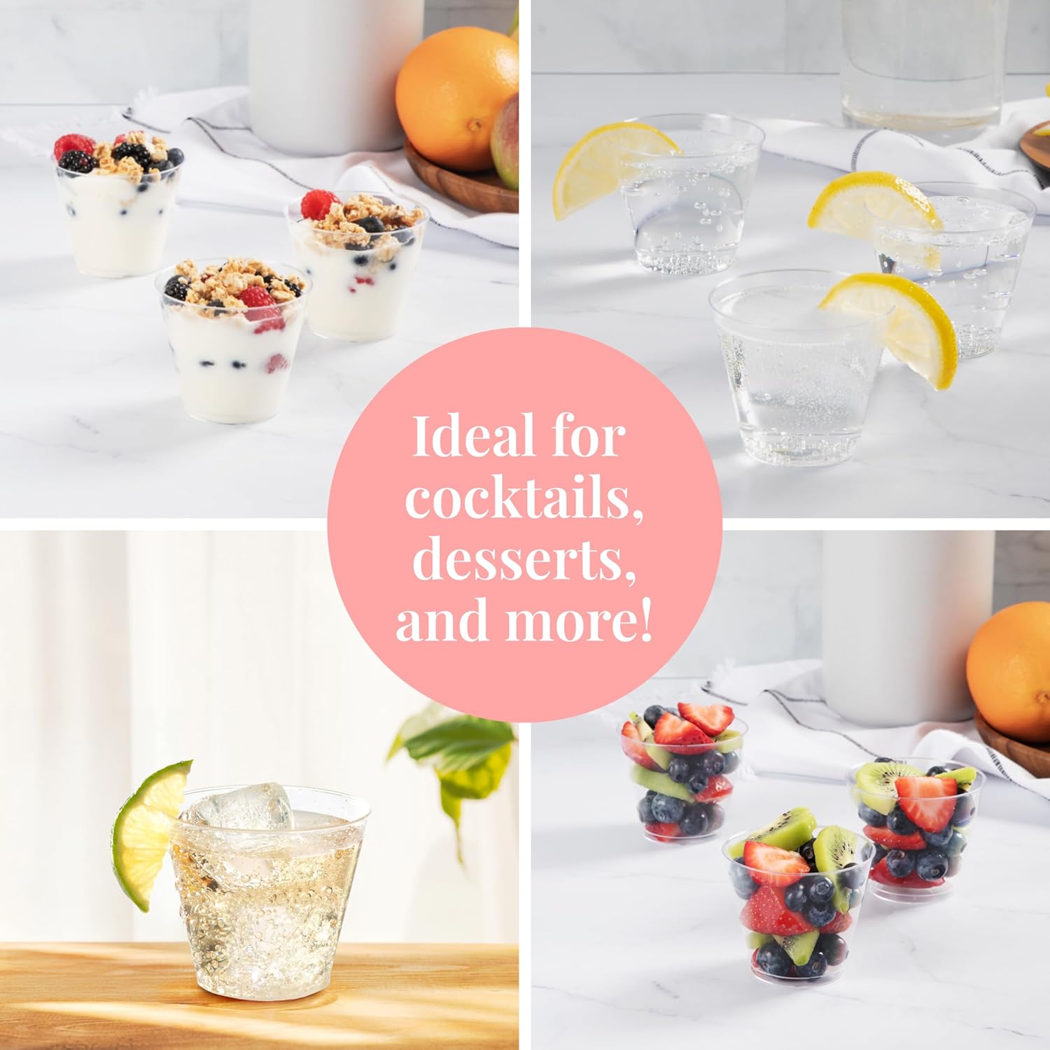 Prestee Pack of 400 Small Clear Plastic Cups - 5oz Disposable Cocktail Glasses - Stackable Plastic Party Tumblers for Serving Wine, Champagne, Punch, Soda, or Snacks - Image 6