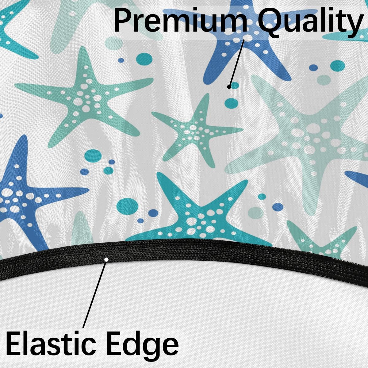 Fitted Round Tablecloth with Umbrella Hole and Zipper Starfish Outdoor Elastic Table Cloth 45"-56" Oil-Proof Waterproof Blue Starfishes Patio Table Cover for Picnic Party