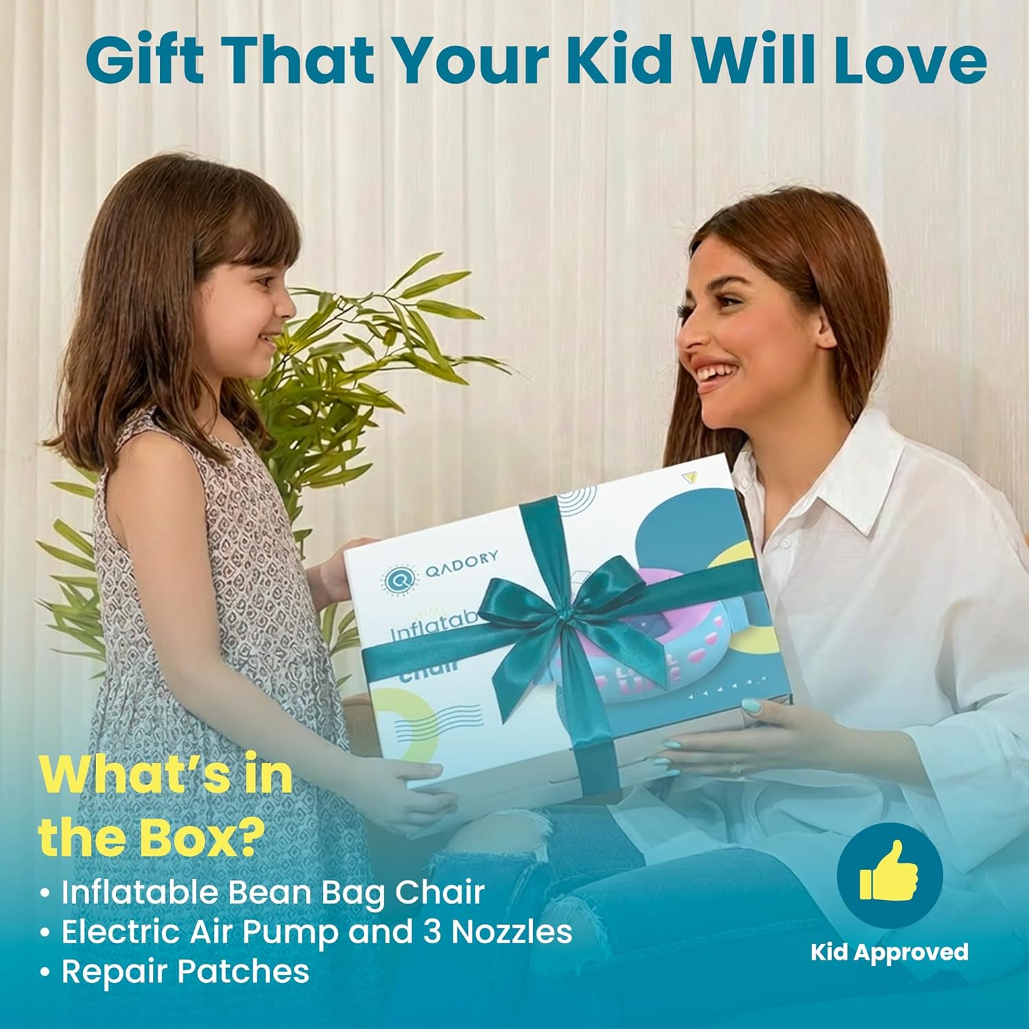 Inflatable Gaming Chair for Kids – Supports Up to 300 lbs, Includes Air Pump, Cup Holder, 2 Pockets – Durable Bean Bag Seat, Comfy Kids Gaming Chair & Top Gamer Chairs for Kid Room