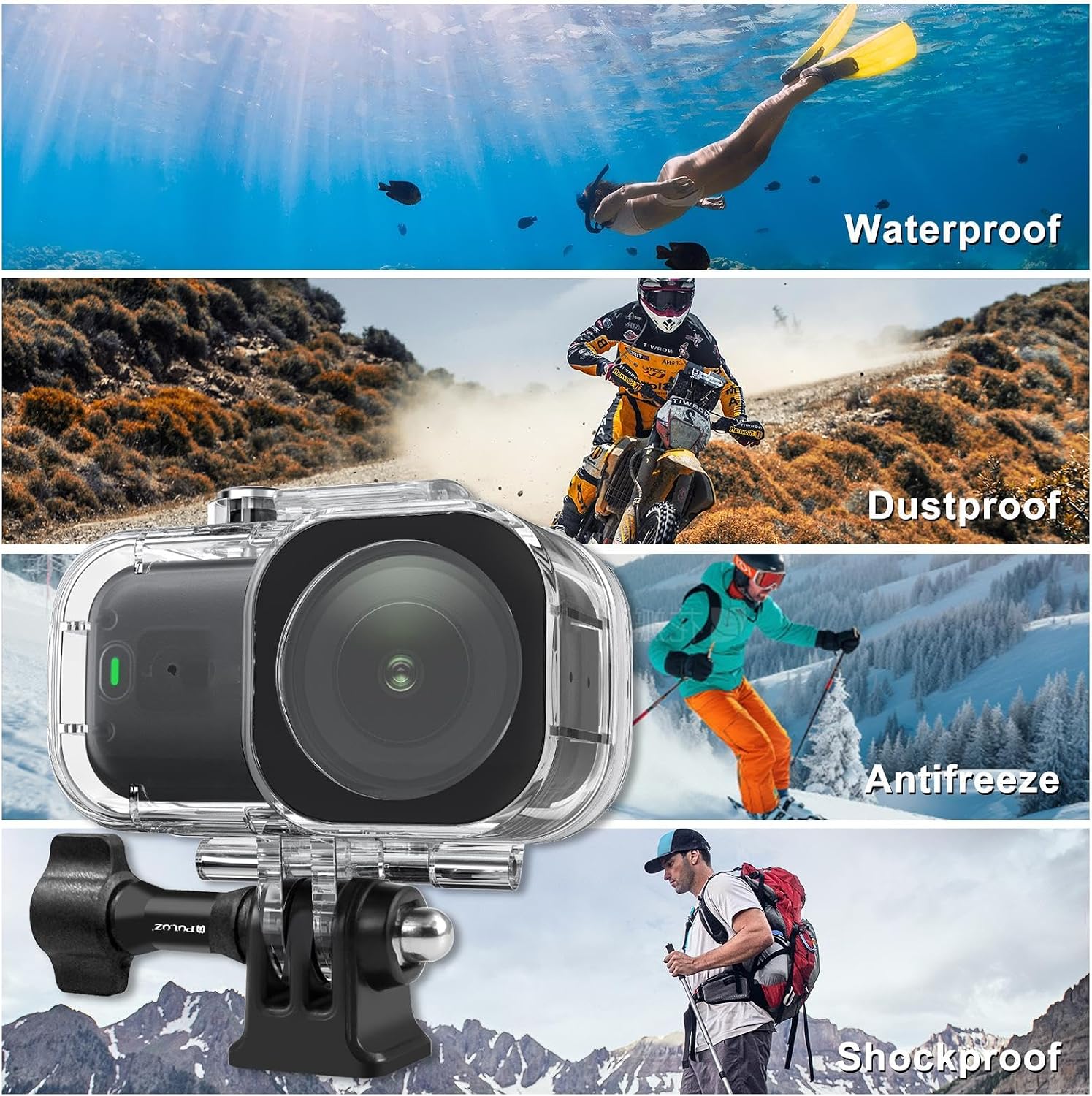 45M/148FT Depth Waterproof Diving Case for DJI Osmo Nano, Underwater Housing Shell with Optical Glass Lens 95% High-Transparency for Diving Rafting Surfing Skiing