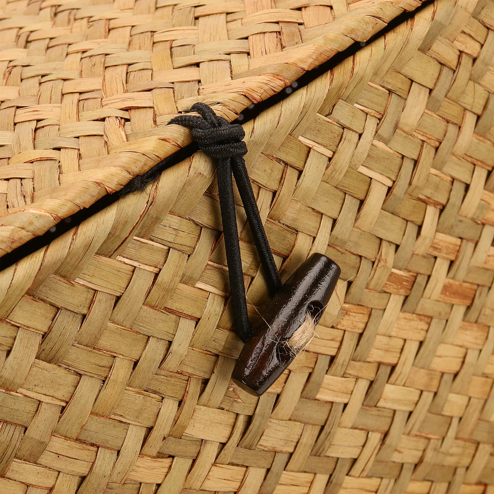 SEUNMUK Set di 3 cestini portaoggetti in alga marina con coperchio, rettangolari in rattan intrecciato a mano, organizer per la casa e decorazione, picnic, campeggio, viaggi, giallo