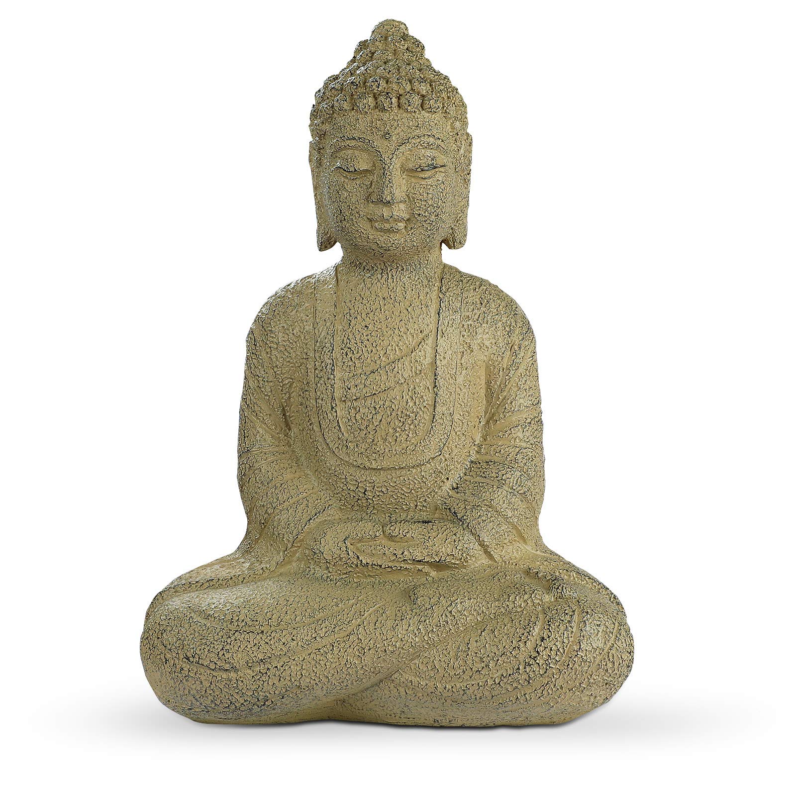 Giftchy Meditating Buddha Statue, Zen Buddha Figurine in Earth Yellow Finish, Buddha Sculpture for Home & Garden Decorations (14" H)