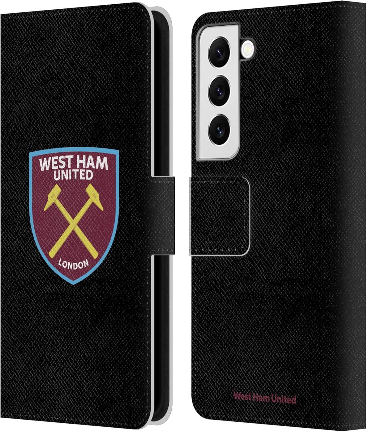 Head Case Designs Officially Licensed West Ham United FC Full Colour White Crest Leather Wallet Case Compatible with Samsung Galaxy S22 5G
