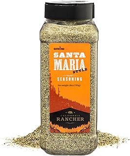 Santa Maria Seasoning (Kosher Salt, Garlic, Pepper, and Herbs). Great for Tri Tip, Chops, Flank steak, Chicken, all meat, and Burgers. Bold Steakhouse Flavor. No MSG, Gluten Free, 28oz