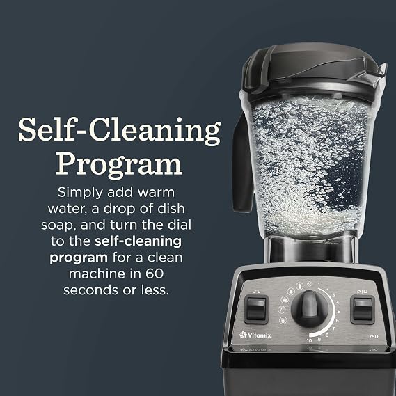 Vitamix Propel Series 750 Professional-Grade Blender with Four Blending Programs for Smoothies, Soups and More, Self-Cleaning, Stainless-Steel Blades, 64 Oz Container, Black