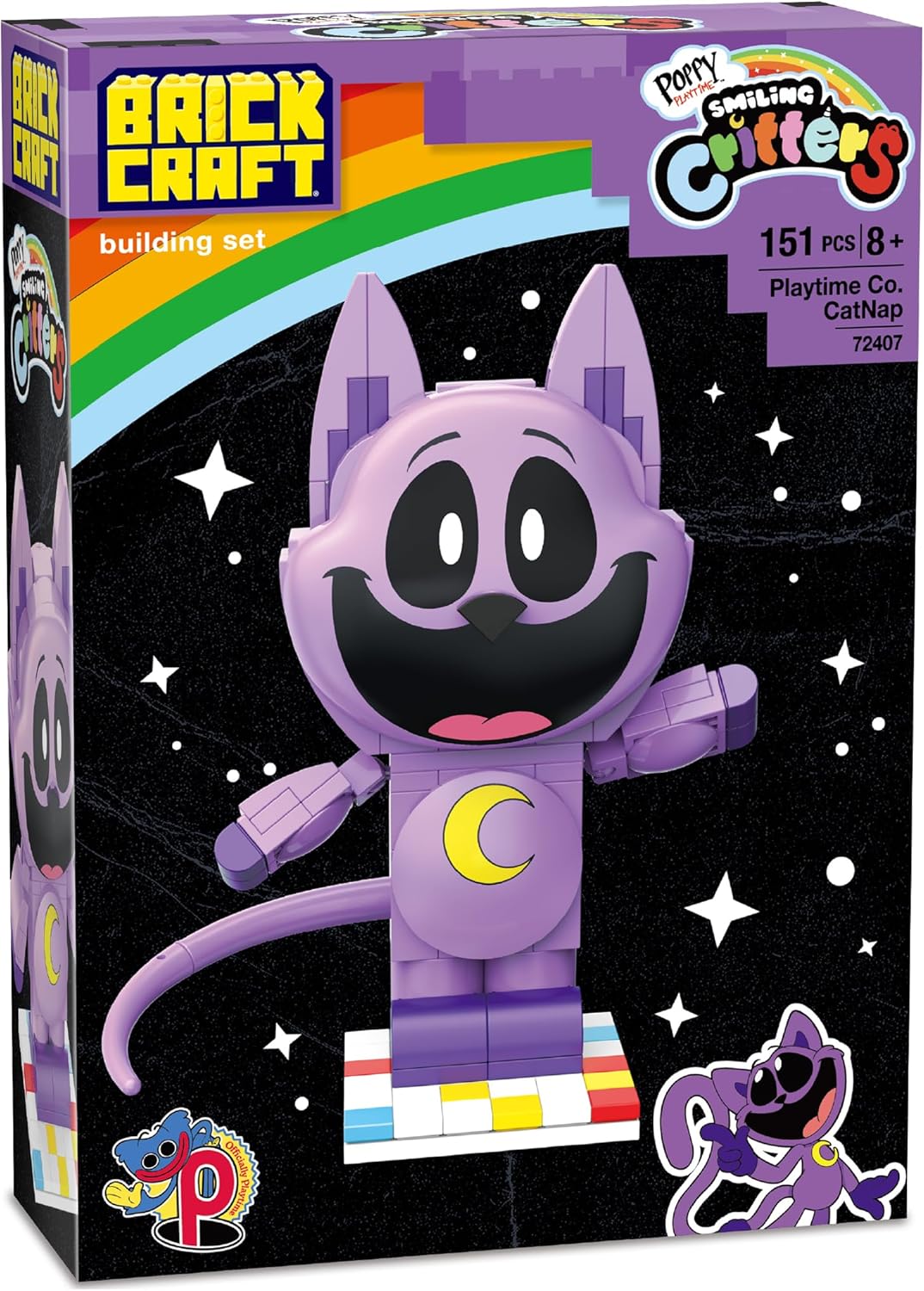 Brickcraft Poppy Playtime CatNap Smiling Critters Building Set, 151 Piece Posable Purple Cat Figure with Tail, Collectible Horror Game Building Toys Gift for Boys & Girls Ages 8 and Up