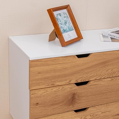 Miniatura 6 de EazeHome Cómoda doble de 6 cajones cómoda de granja de 6 cajones cómoda doble cómoda muebles de dormitorio