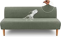 Vista 11 de H.VERSAILTEX Fundas de futón 100% impermeables, a prueba de fugas, sin brazos, funda de sofá cama jacquard elástica, funda lavable para futón