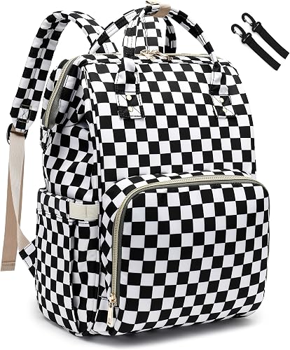 Diaper Bag Backpack for Baby Boys Girls, Waterproof Large Nappy Bags for Mom & Dad (Checkered)