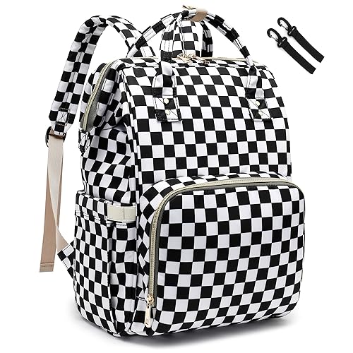 Yusudan - Bolsa de pañales para bebés y niñas (impermeable), cuadriculado, L