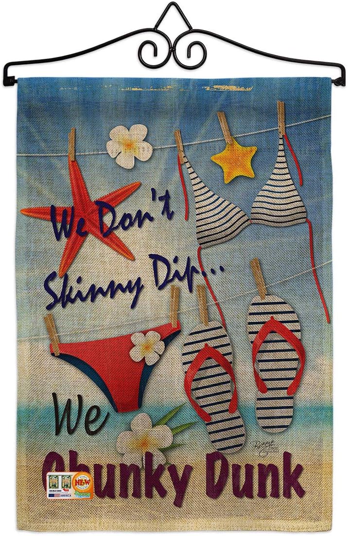 Chunky Dunk Garden Flag Set Wall Holder Coastal Beach Tropical Sea Shells Ocean Sand Outdoor Summer Coral Small Decorative Gift Yard House Banner Made In USA 13 X 18.5