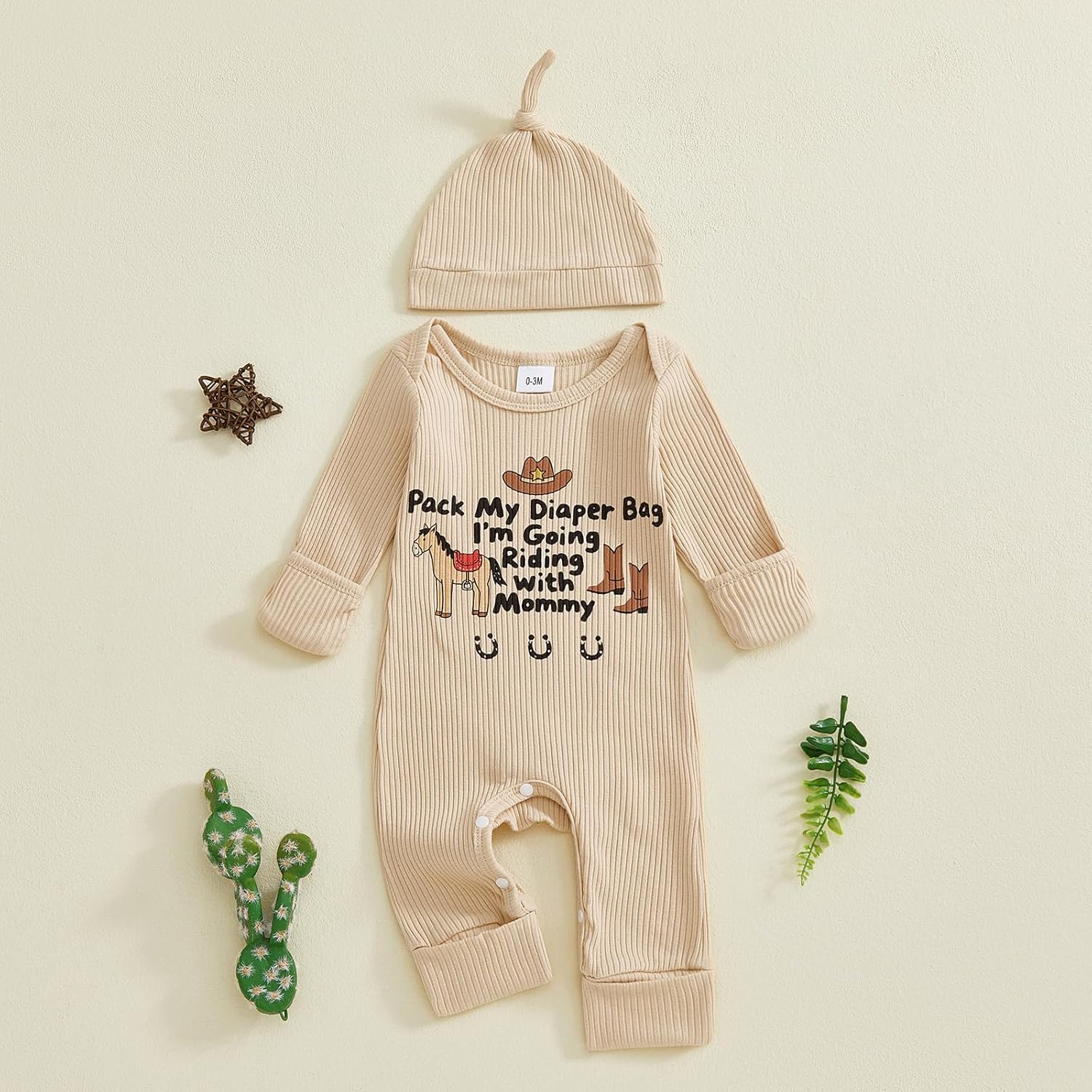 Western Baby Boy Fall Clothes Pony Jumpsuit Horse Riding Long Sleeve Romper Hat Cute Newborn Cowboy Going Home Outfit - Image 5