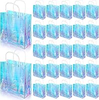 Vista 1 de Sherr 25 bolsas de regalo pequeñas holográficas transparentes iridiscentes reutilizables de plástico de PVC para compras, bodas, cumpleaños, baby