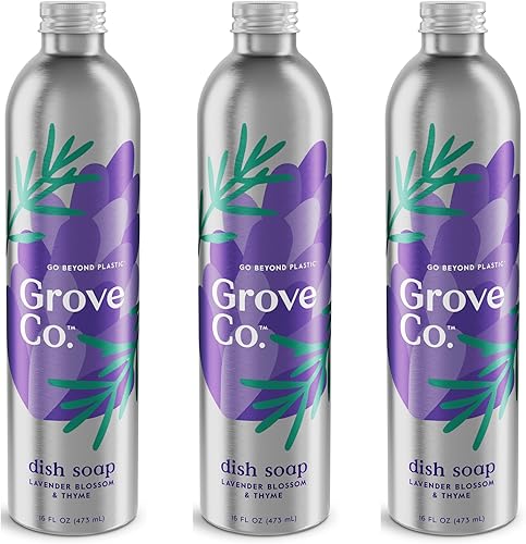 Grove Co. Ultimate - Recambios de jabón para platos (3 x 16 onzas líquidas) que eliminan los alimentos y la grasa pegados por 48 horas, productos de