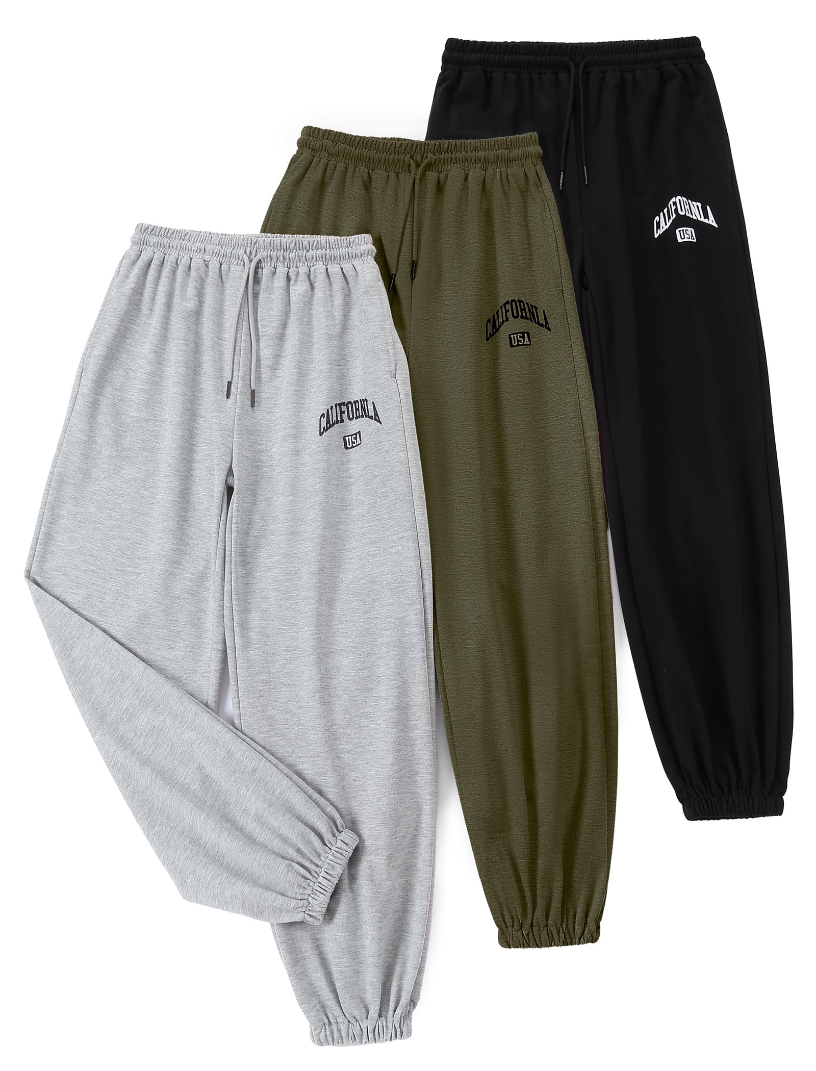 EXARUS 3 Pack Girls Sweatpants Joggers Teen Sweat Pants Cute Baggy Tween Trendy Clothes Preppy with Pockets