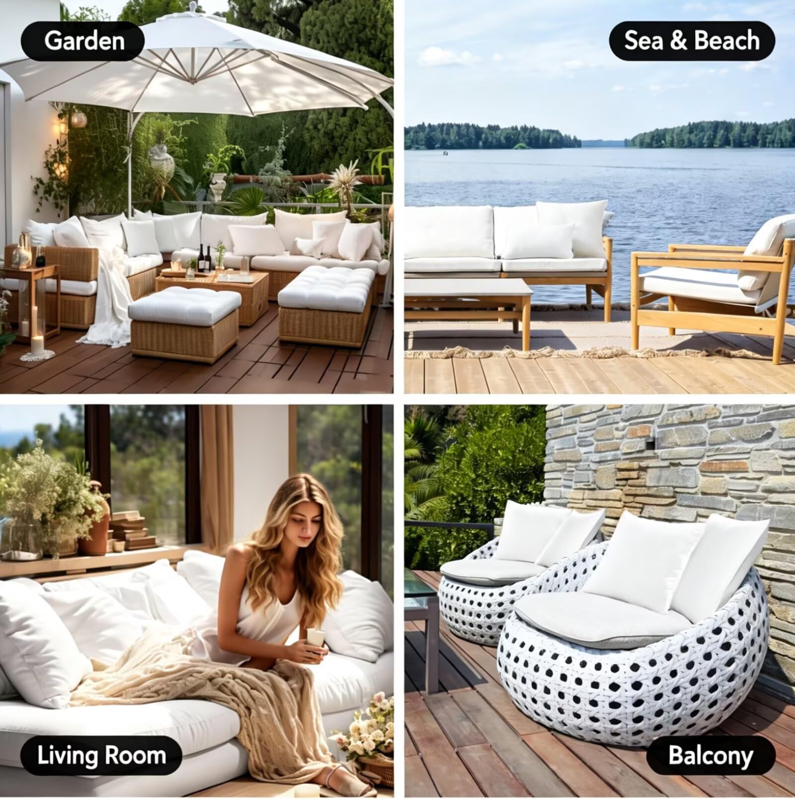 Outdoor Kissen Blau Kissenbezug 80x80 2er Set Samt Dekokissen 0K-42